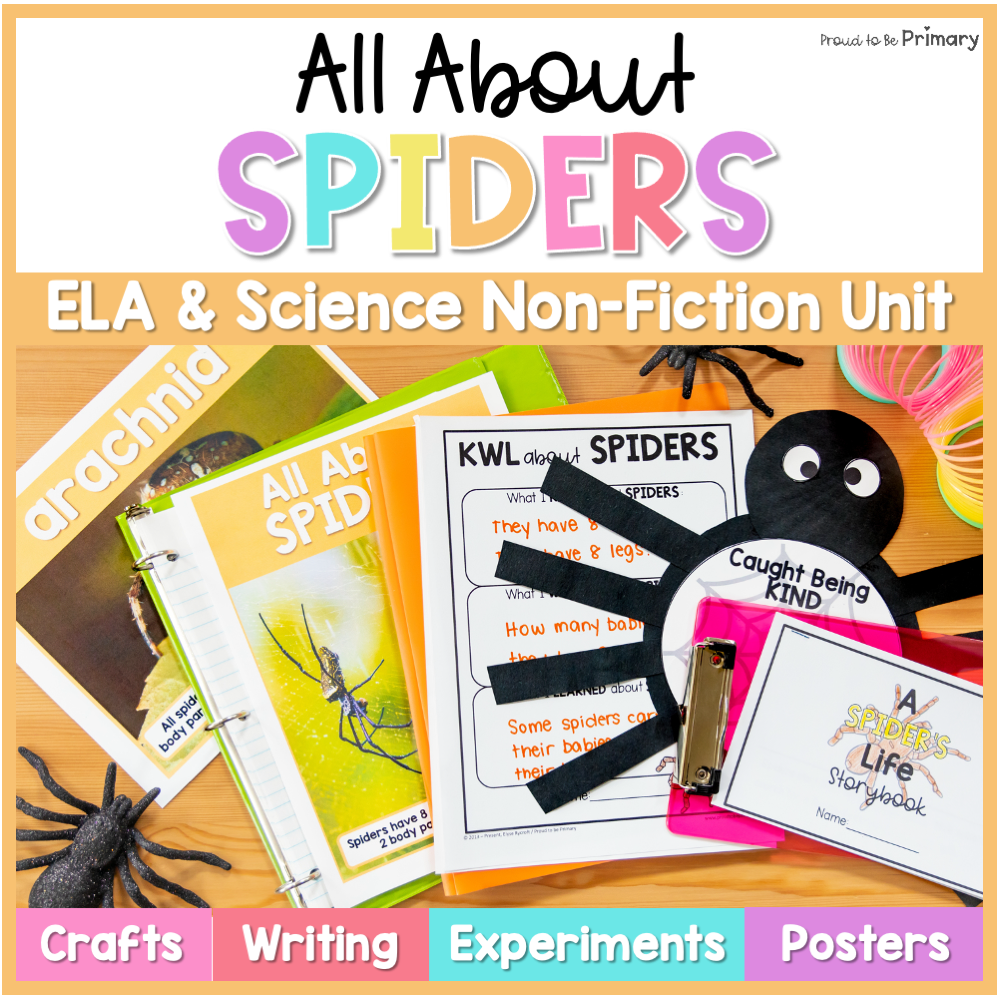 Spider Science Fair All About Spiders Unit, Writing Activities, Parts of a Spider, Craft,