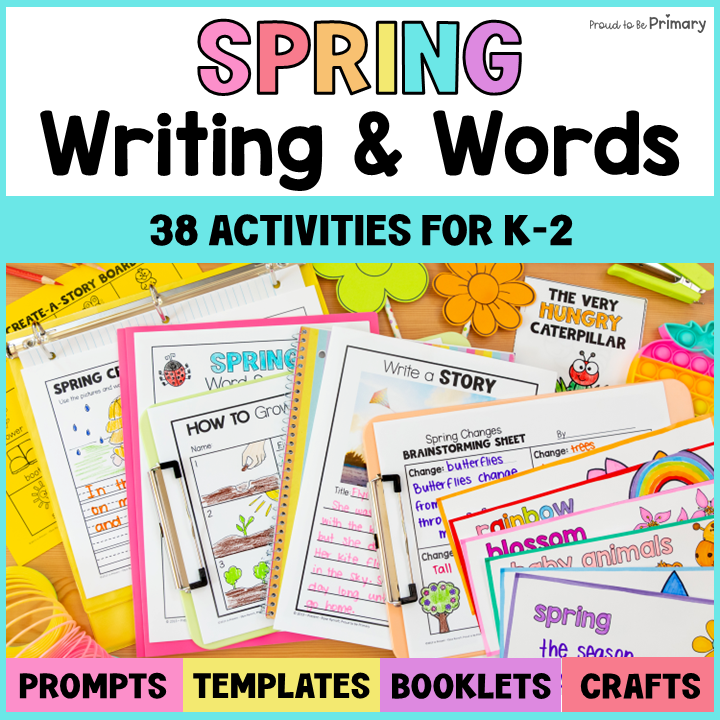 Spring April May Writing Prompts Activities, Word Work - Opinion, Creative, Poem