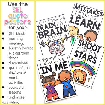 SEL Classroom Quotes & Coloring Pages - Kindness & Growth Mindset Posters