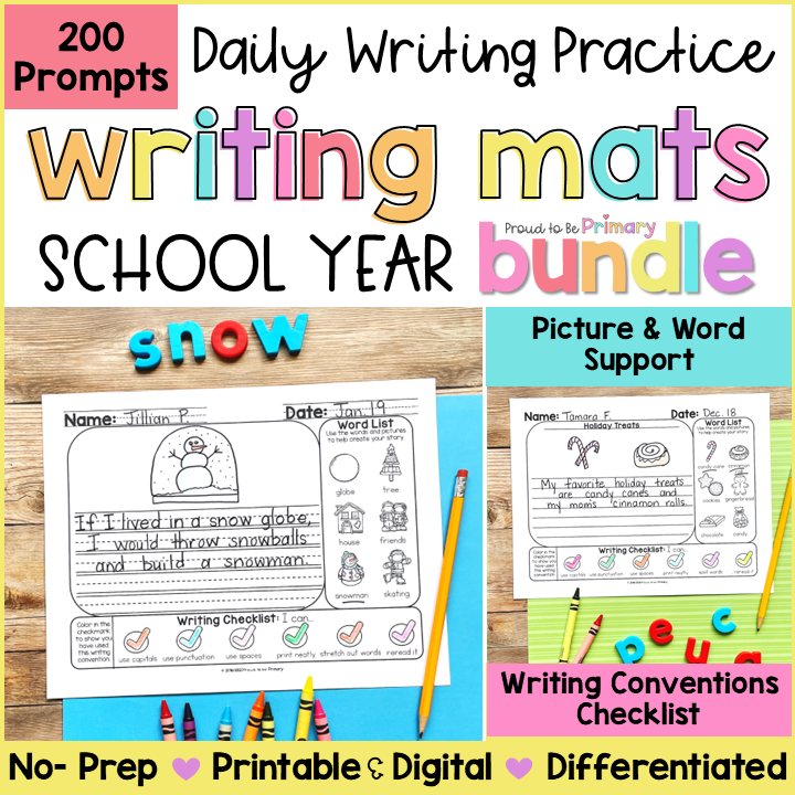 Writing Prompts Journal Paper Sentence Narrative Opinion Writing Center Activity