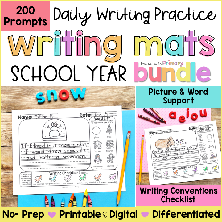 Writing Prompts Journal Paper Sentence Narrative Opinion Writing Center Activity