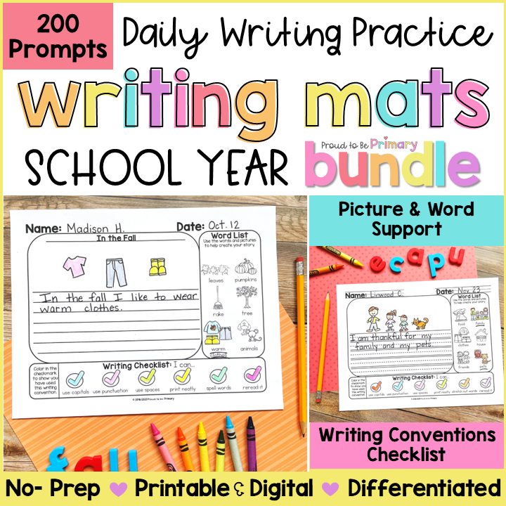 Writing Prompts Journal Paper Sentence Narrative Opinion Writing Center Activity