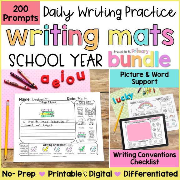 Writing Prompts Journal Paper Sentence Narrative Opinion Writing Center Activity