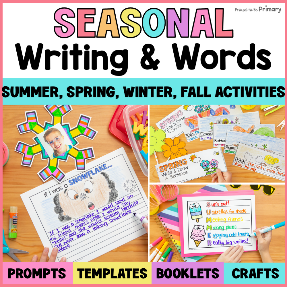 Writing Activities & Word Work Bundle - Spring, Fall, Winter, Summer