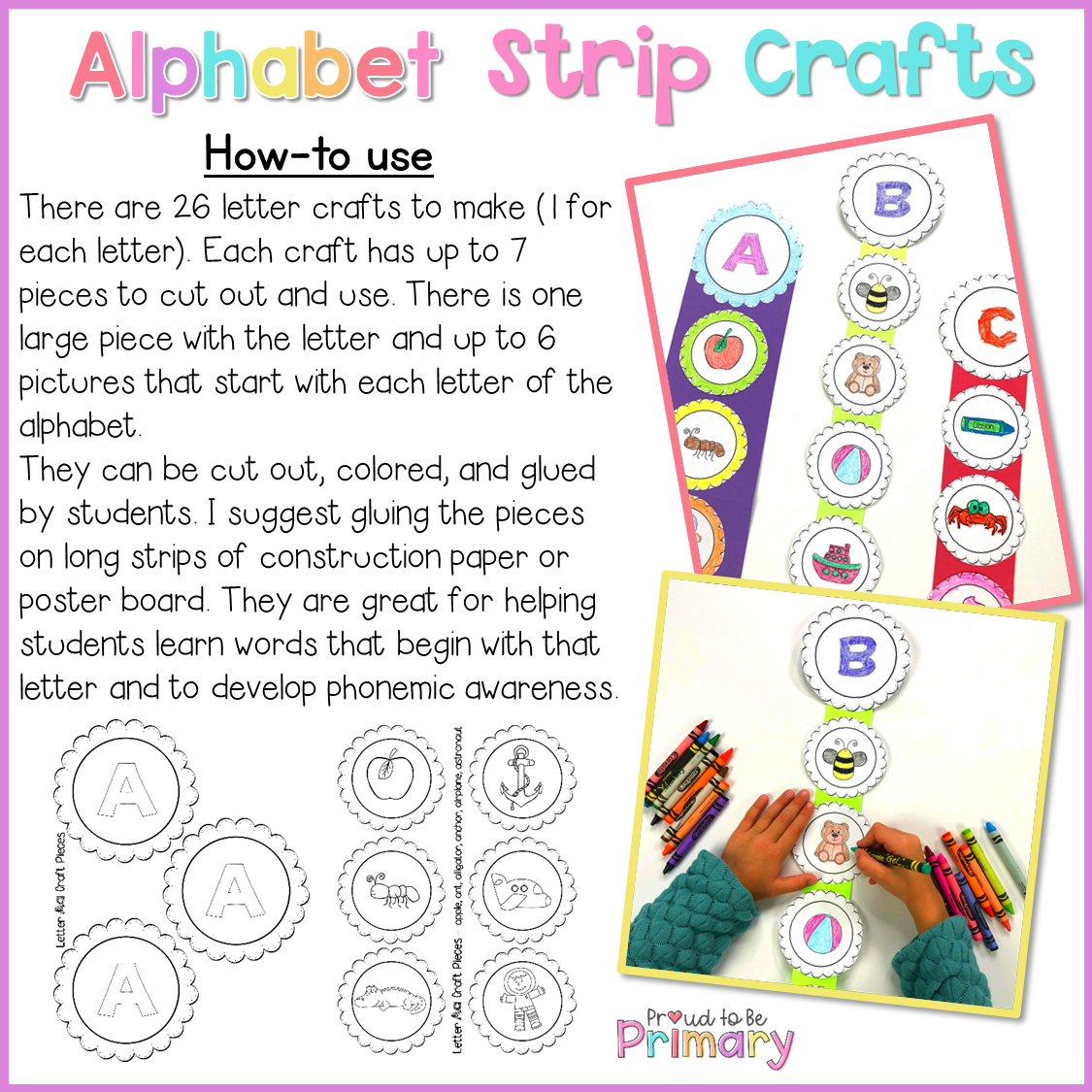 Alphabet Letter Sounds Strip Crafts - Proud to be Primary