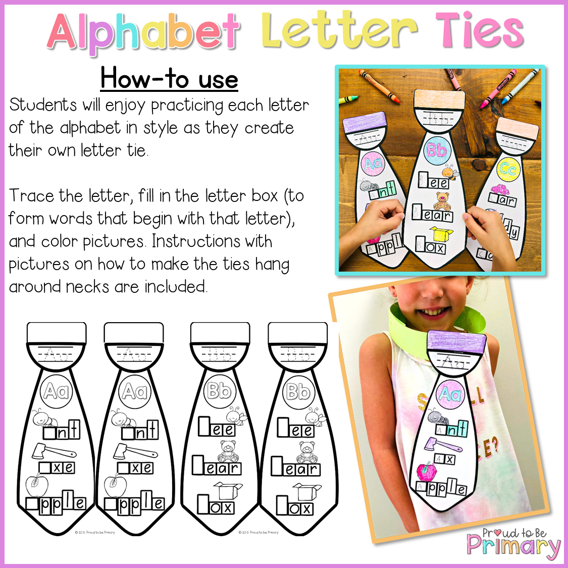 Alphabet Letter Ties - Proud to be Primary