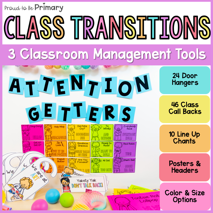 Classroom Transitions Pack - Call Backs, Door Hangers & Line Up Chants