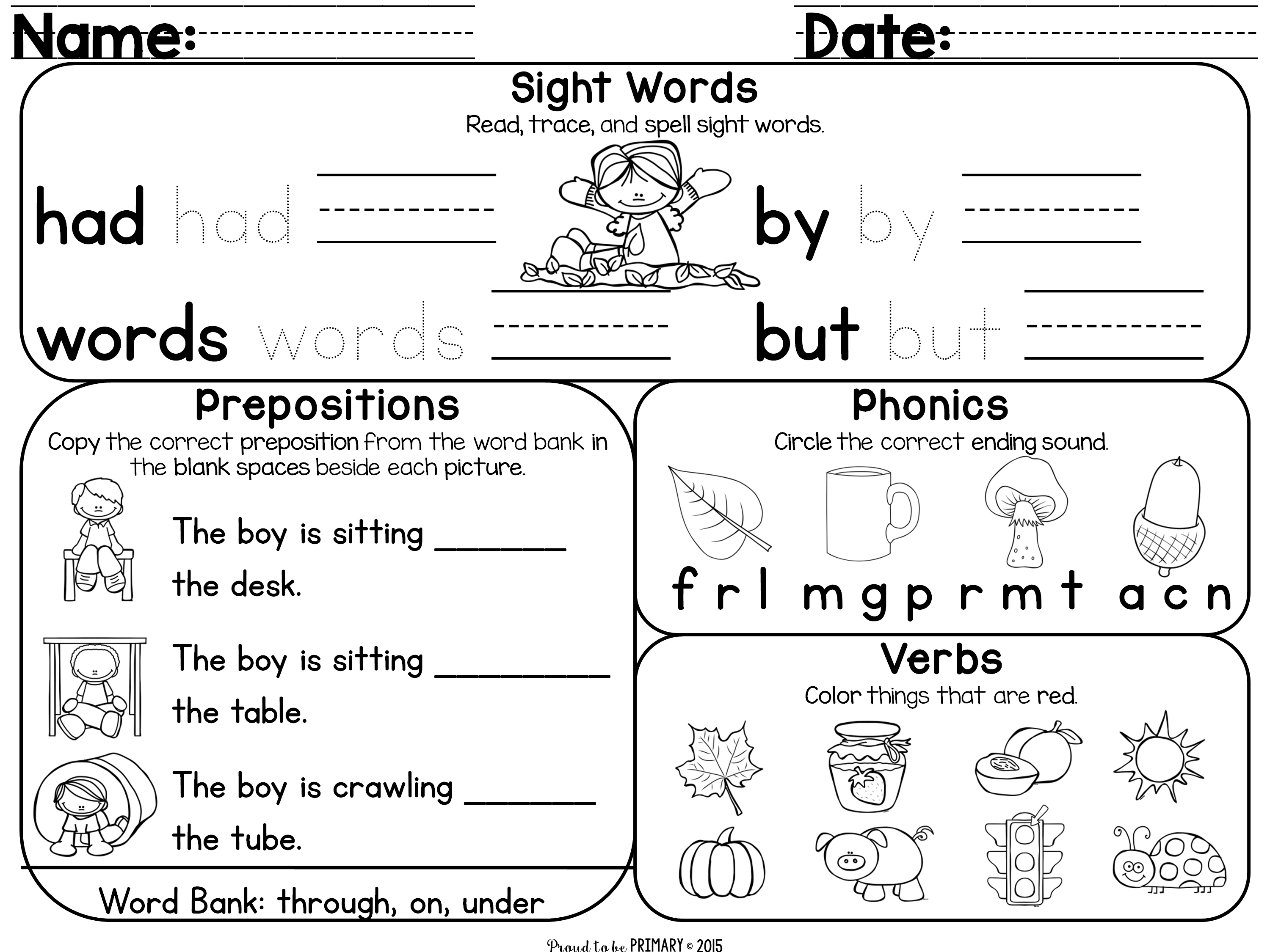 November Word Work - Proud to be Primary