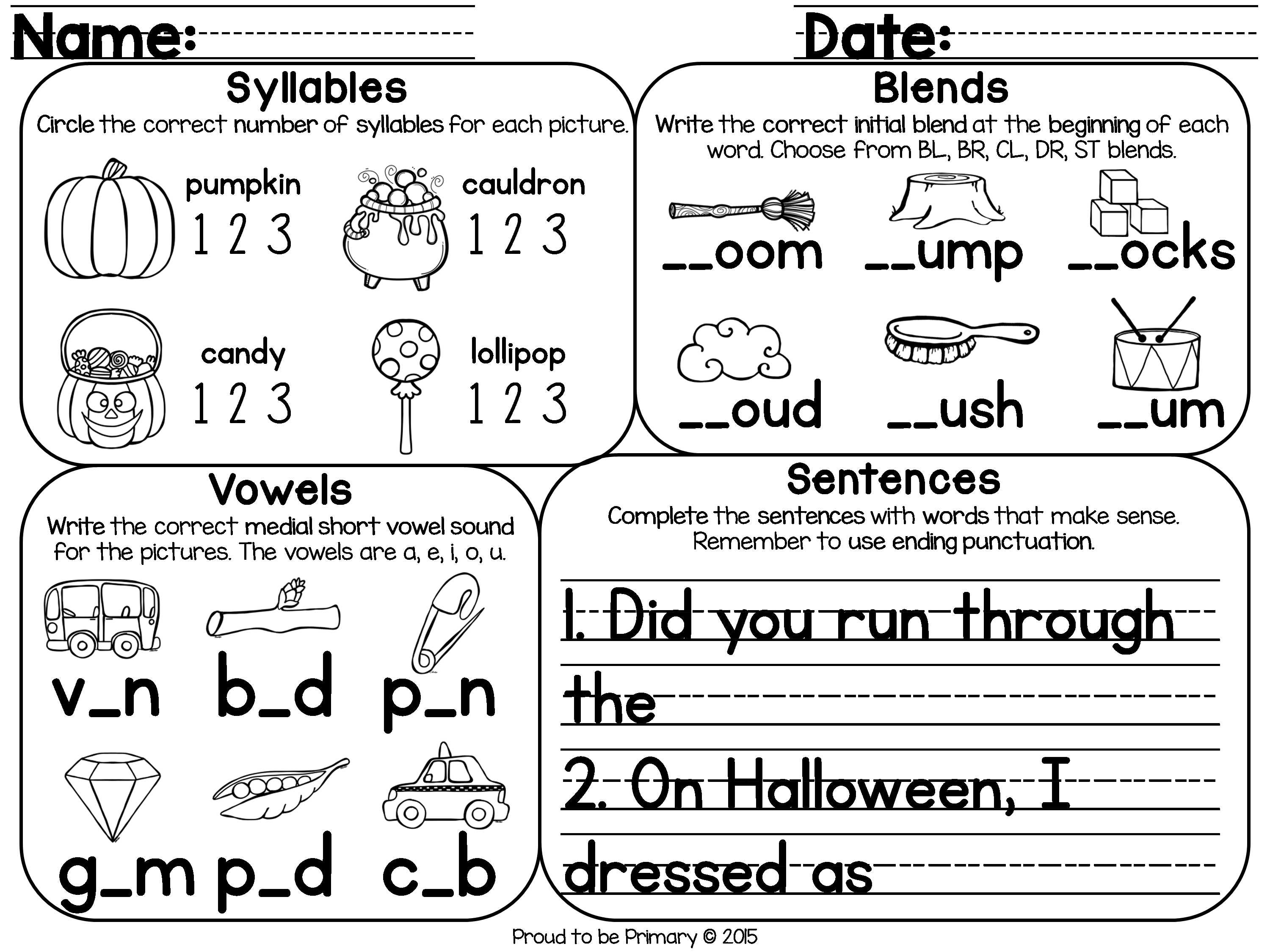 October Word Work - Proud to be Primary