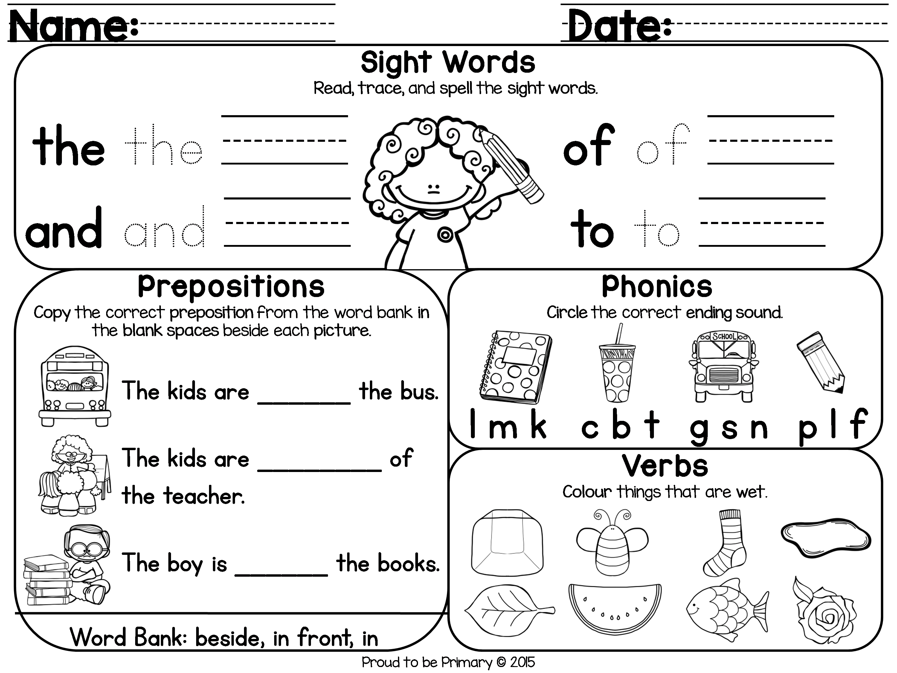 September Word Work - Proud to be Primary