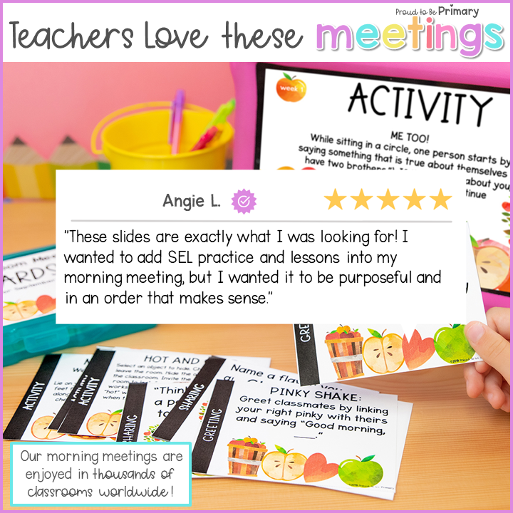 Morning Meeting Slides, Cards, & Posters for Back to School