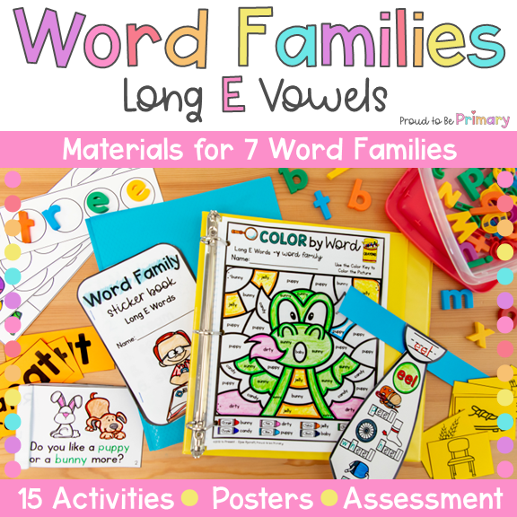 Long E Vowel Word Family Activities