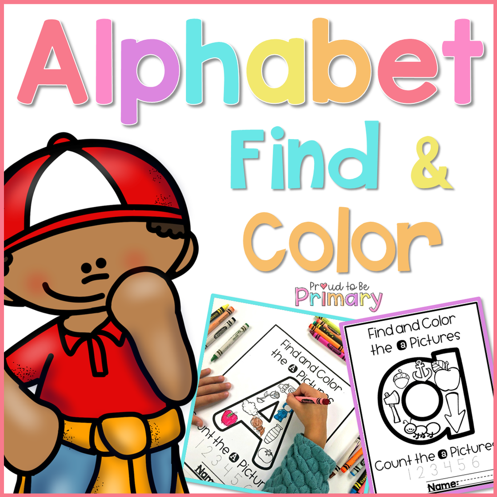 Alphabet Picture Search & Letter Coloring Sheets