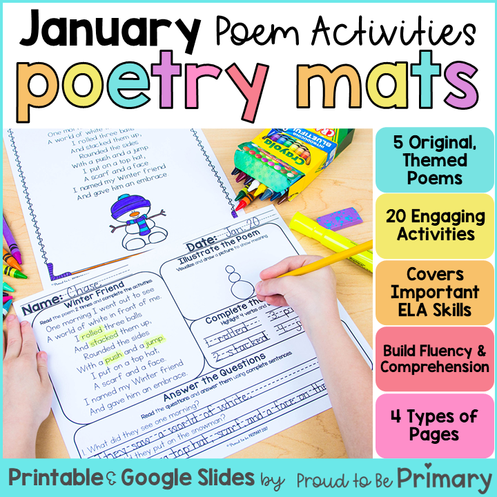 Poem of the Week Poetry Activity Mats for January