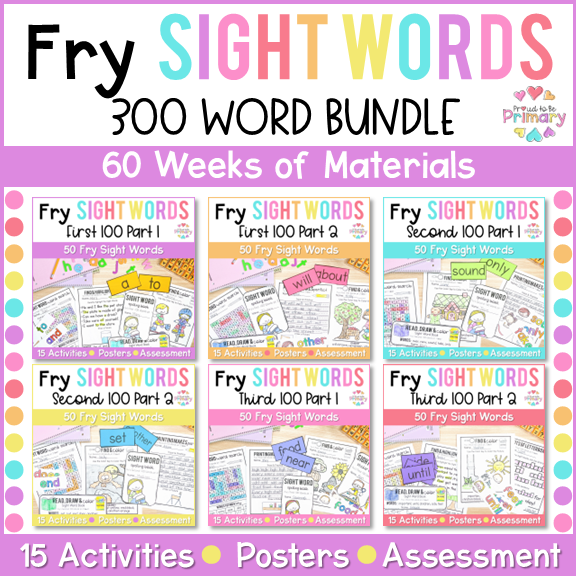 Fry 300 Sight Word List Practice Activities, Books, Worksheets & Assessments