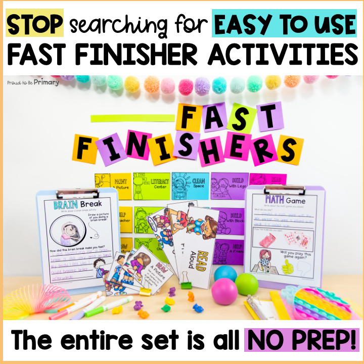 Early Finisher Activity Cards for Classroom Management