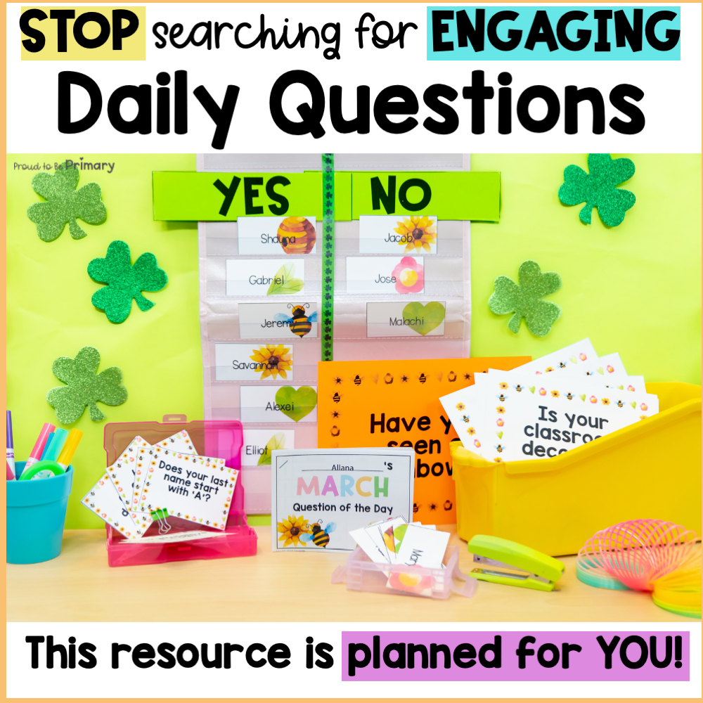 March Question of the Day Cards for Morning Meeting