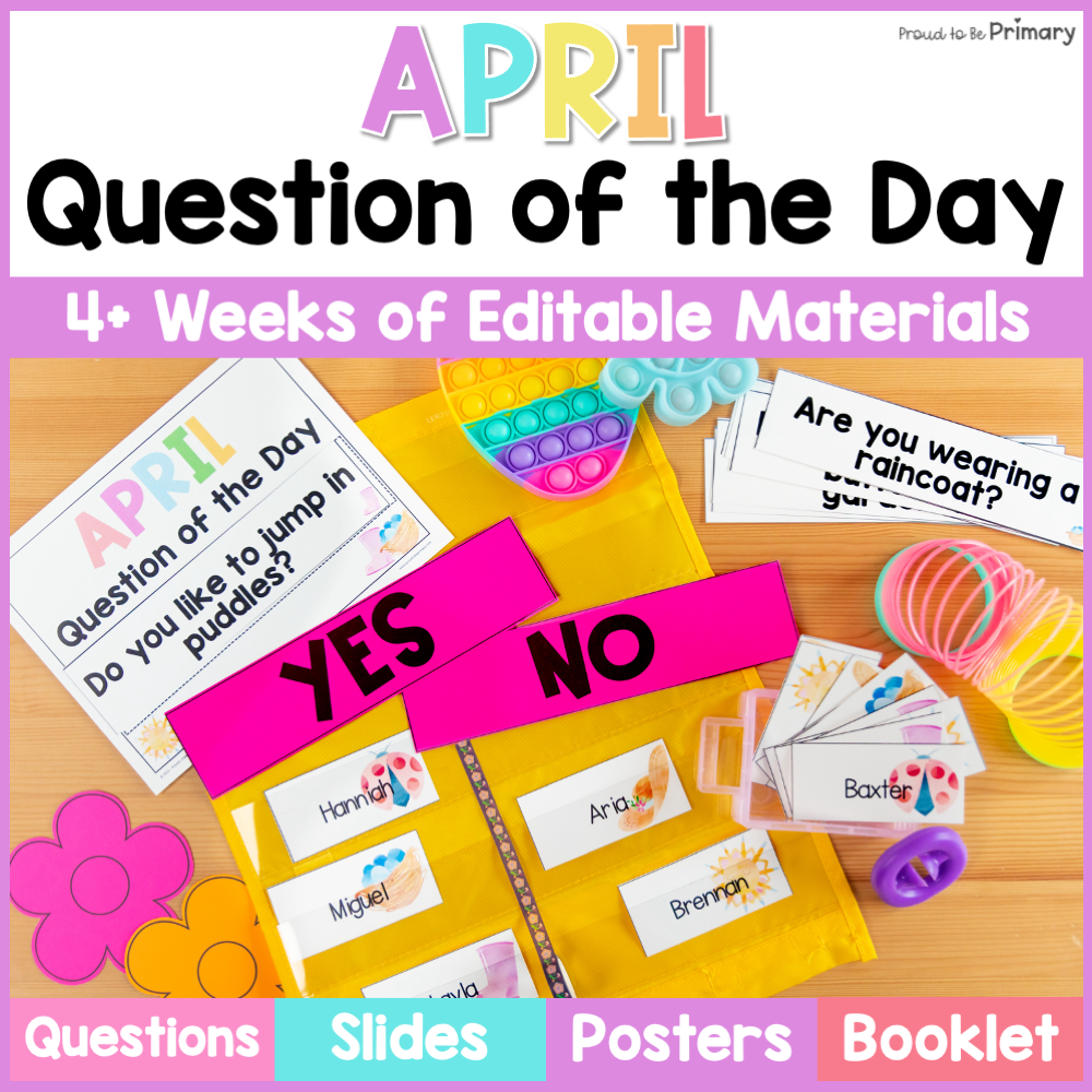 April Question of the Day Cards for Morning Meeting