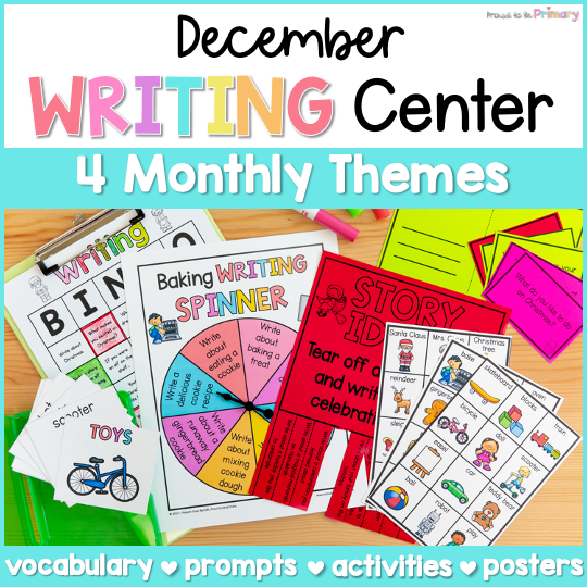 December Writing Center Prompts, Activities, Posters - Christmas, Baking