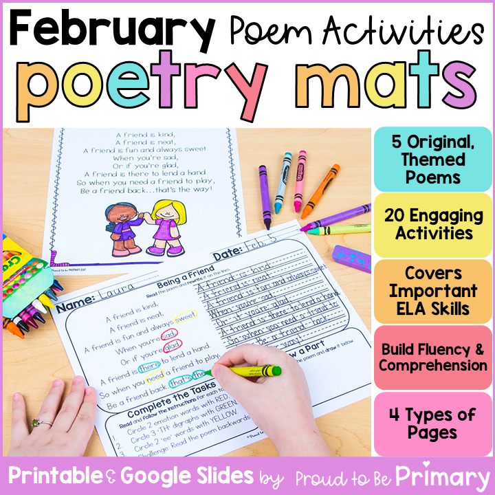 Poem of the Week Poetry Activity Mats for February