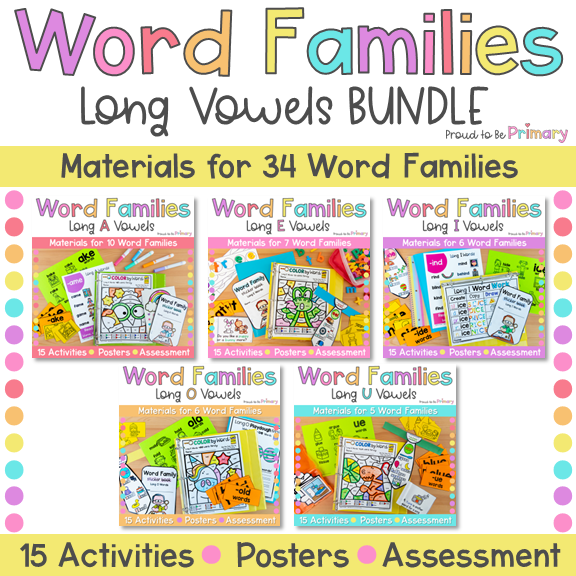 Long Vowel Word Family Activities Bundle