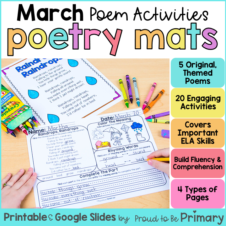 Poem of the Week Poetry Activity Mats for March