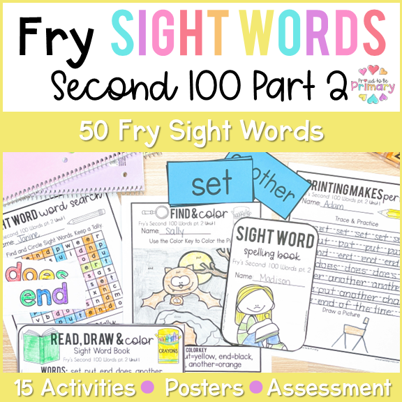 Fry's Sight Words Curriculum - Second 100 Words Part 2