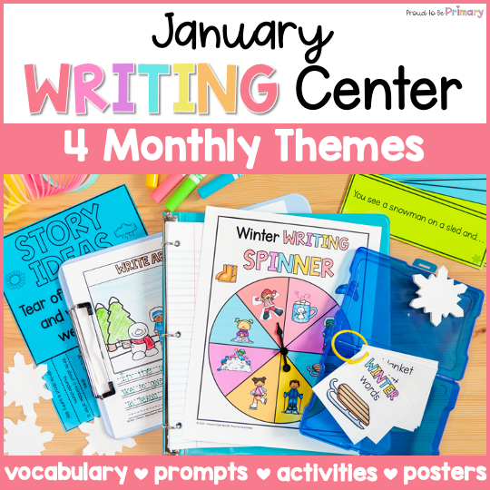 January Writing Center Prompts, Activities, Posters - Snowmen, winter, weather