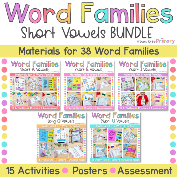 Word Family Activities Short Vowels Bundle - CVC & CVCC Instruction