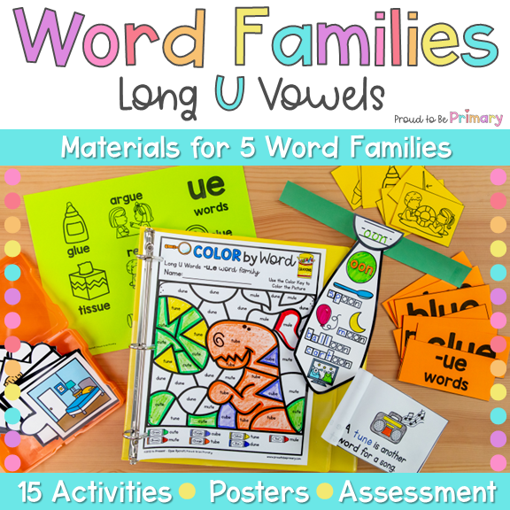 Long U Vowel Word Family Activities