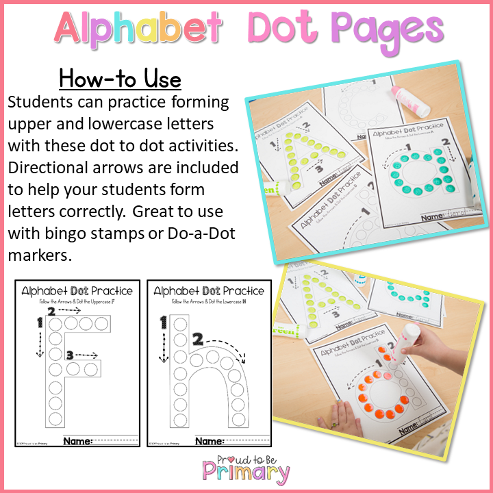 Alphabet Letter Dot Pages - Proud to be Primary