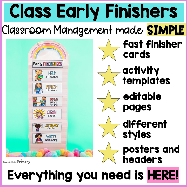 Early Finisher Activity Cards for Classroom Management