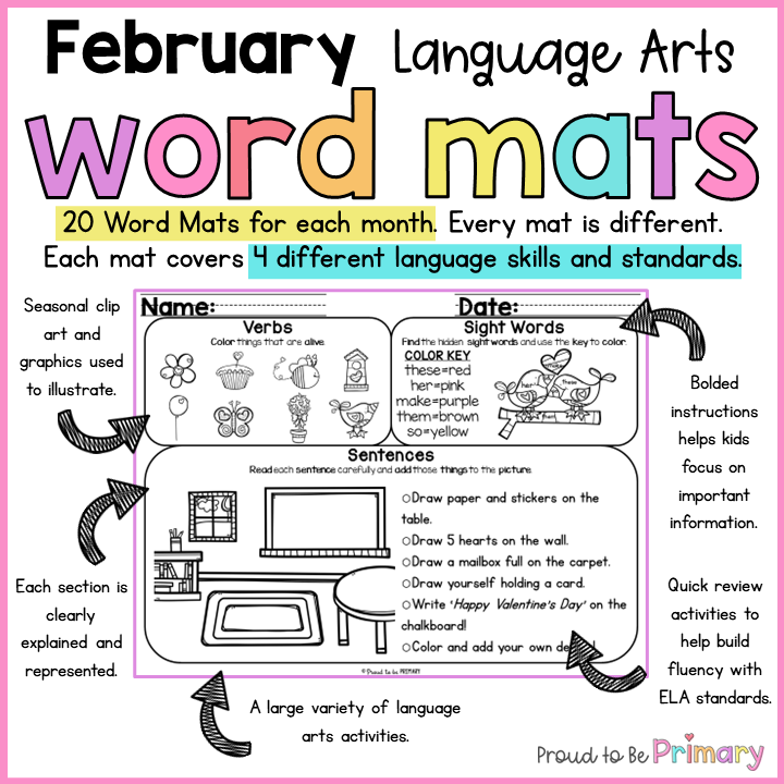 February Word Work and Daily Language Arts Review