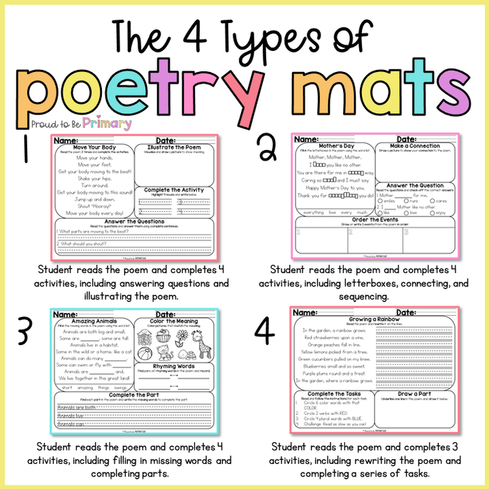 Poem of the Week Poetry Activity Mats for May