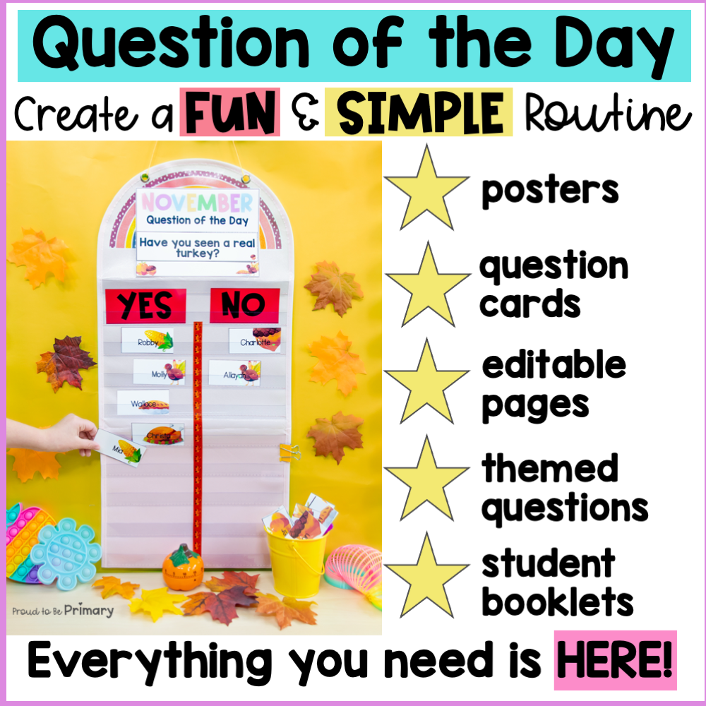 Fall November Question of the Day Student Survey Conversation Starter Cards