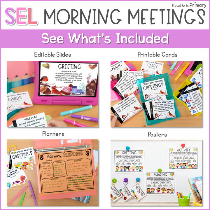 Morning Meeting Slides, Cards, Posters for January