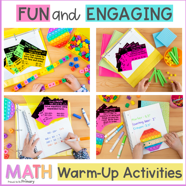 2nd Grade Math Warm-Up Activity Task Cards