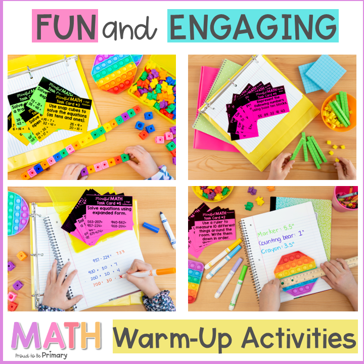 2nd Grade Math Warm-Up Task Cards & Daily Math Practice Small Group Ac