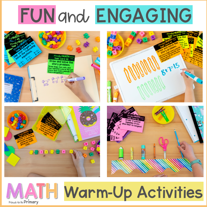 1st Grade Math Warm-Up Activity Task Cards