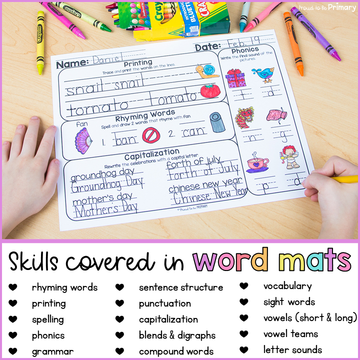 February Word Work and Daily Language Arts Review