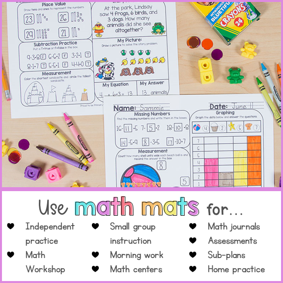Summer Math Review Worksheets for First Grade – Proud to be Primary