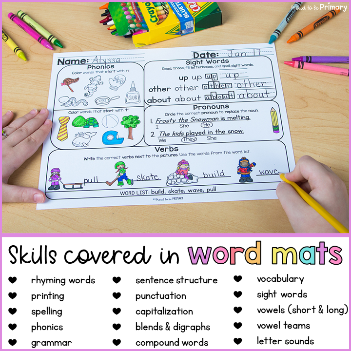 January Word Work and Daily Language Arts Review