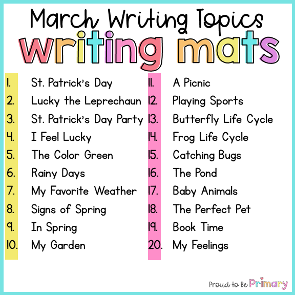 Writing Prompts Practice for March