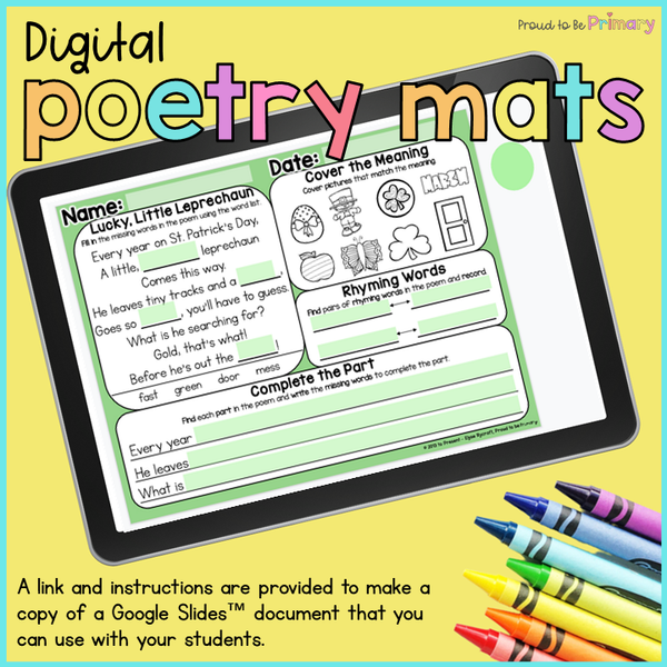 Poem of the Week Poetry Activity Mats for March – Proud to be Primary