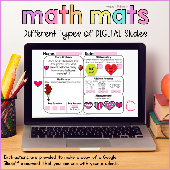 February Math Review Worksheets for First Grade