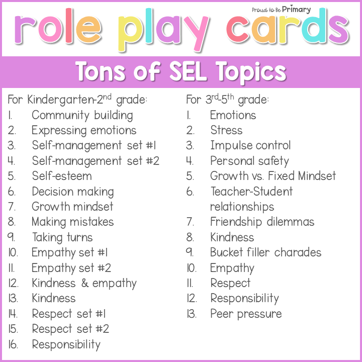 Role Play Scenario Task Cards For Social Emotional Sel Lessons Proud