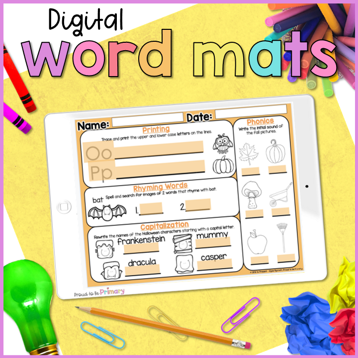 October Word Work and Daily Language Arts Review