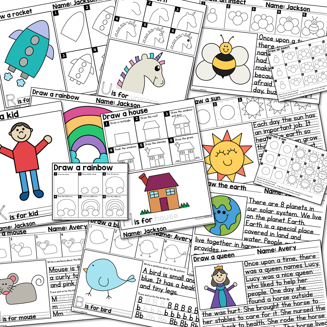 Alphabet Directed Drawing Bundle - 53 included with TONS of options - Proud to be Primary