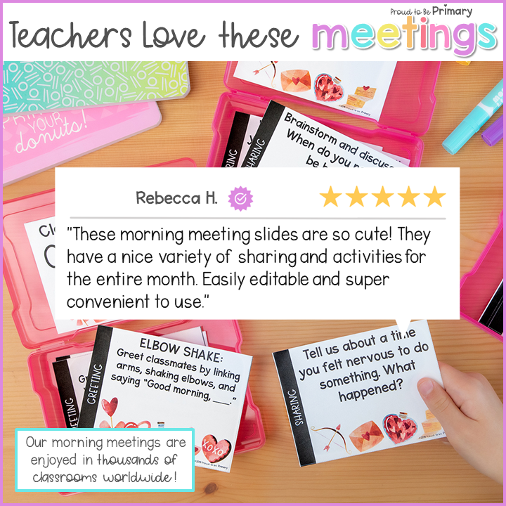 February Valentines Day Morning Meeting Slides, Activities, Questions, Greetings