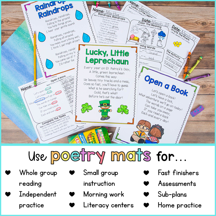 Poem of the Week Poetry Activity Mats for March